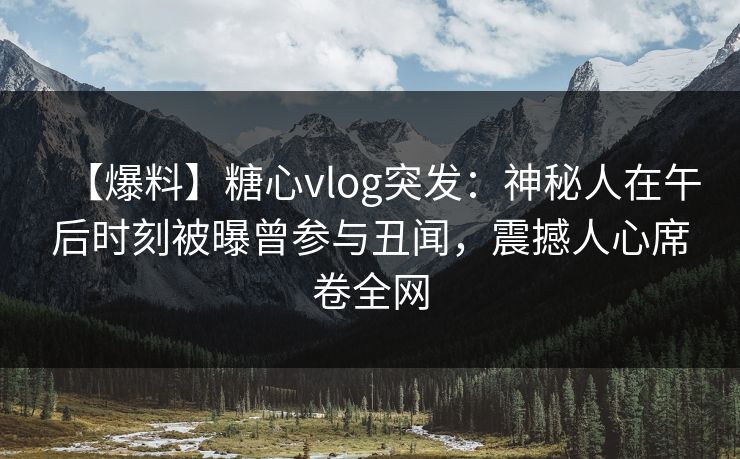 【爆料】糖心vlog突发：神秘人在午后时刻被曝曾参与丑闻，震撼人心席卷全网