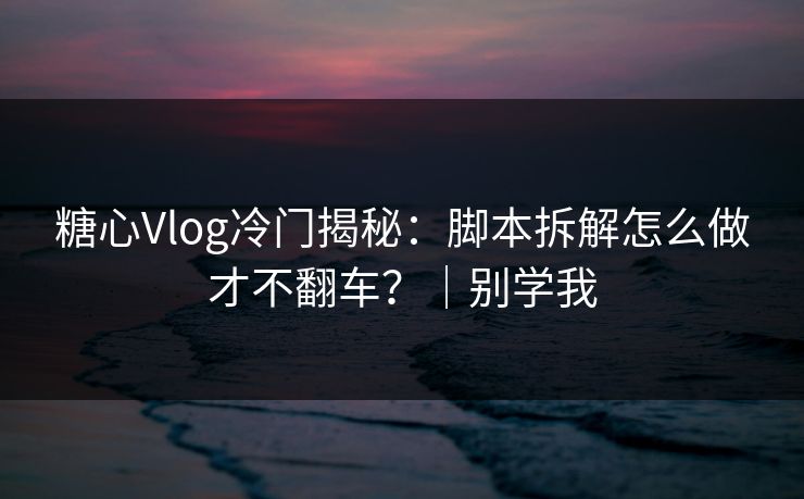 糖心Vlog冷门揭秘：脚本拆解怎么做才不翻车？｜别学我